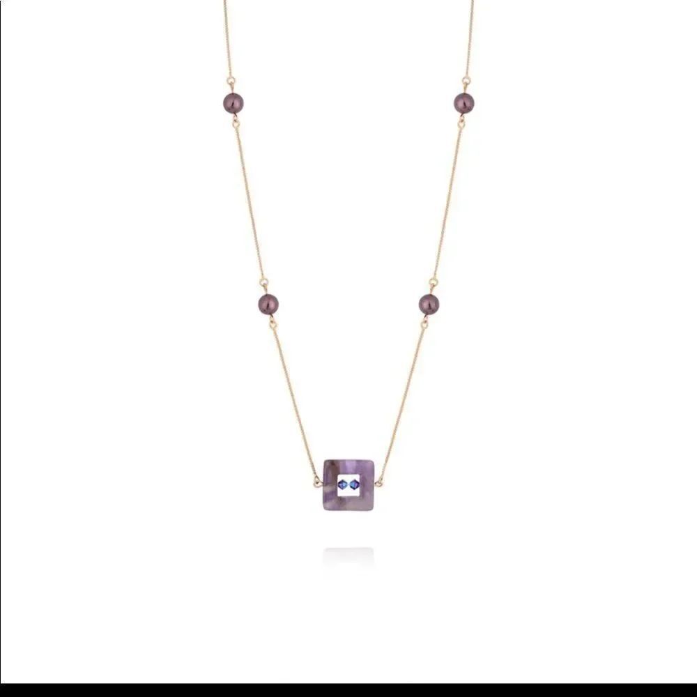 Authentic Swarovski crystals RIVIERA PEARL NECKLACE AND ROSE GOLD PLATEDAMETHYST